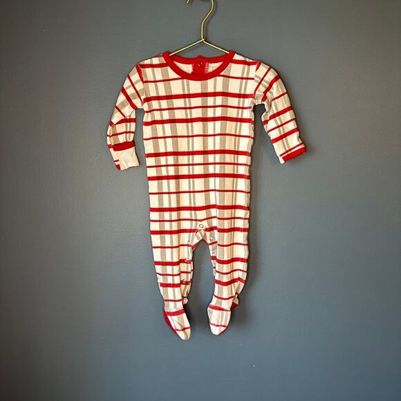 L’ovedbaby Christmas plaid footie - Picture 1 of 5